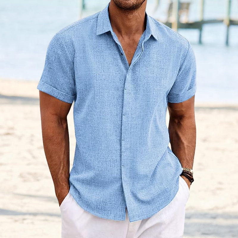 Men's Solid Color Casual Short Sleeve Shirt