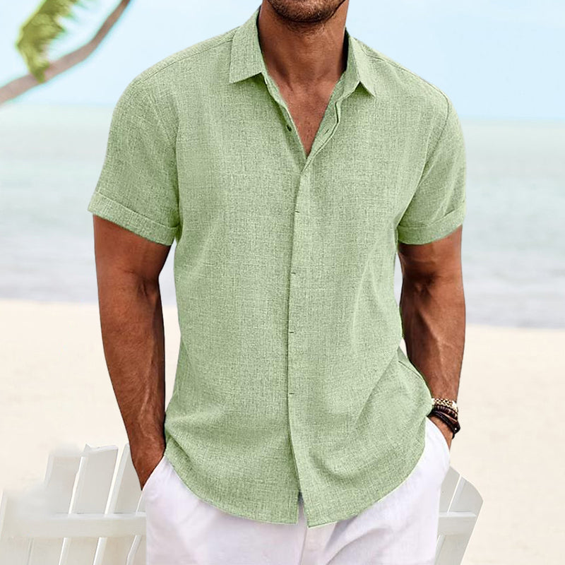 Men's Solid Color Casual Short Sleeve Shirt
