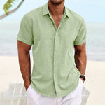 Men's Solid Color Casual Short Sleeve Shirt