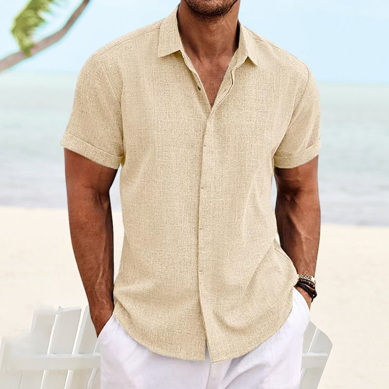 Men's Solid Color Casual Short Sleeve Shirt