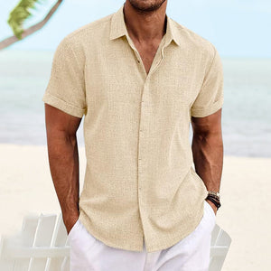 Men's Solid Color Casual Short Sleeve Shirt