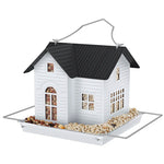 Outdoor hanging solar-powered bird feeder