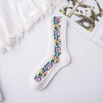 5 pairs Vintage Embroidered Floral Socks