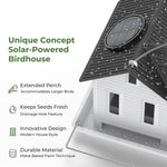 Outdoor hanging solar-powered bird feeder