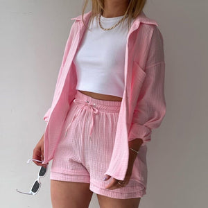 Women's Two-piece Long Sleeve Shirt Fashion Casual Suit