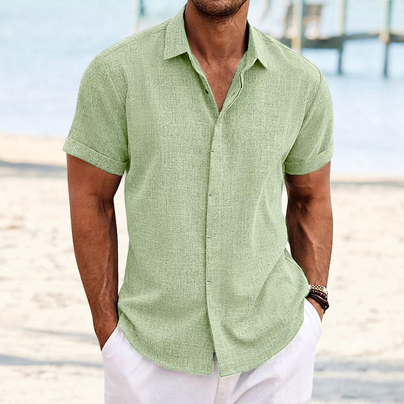 Men's Solid Color Casual Short Sleeve Shirt