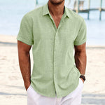 Men's Solid Color Casual Short Sleeve Shirt