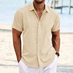 Men's Solid Color Casual Short Sleeve Shirt