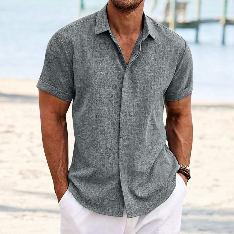 Men's Solid Color Casual Short Sleeve Shirt