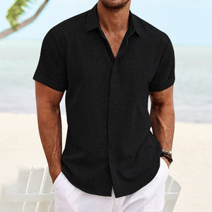 Men's Solid Color Casual Short Sleeve Shirt