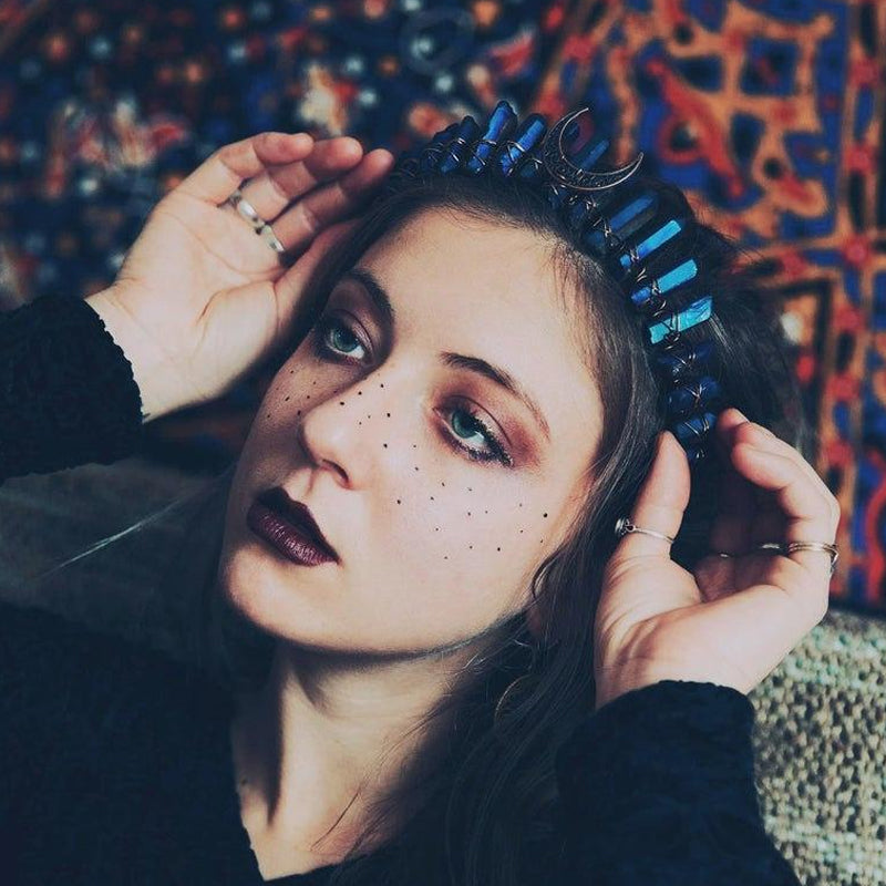 Labradorite Witchy Moon Crystal Crown