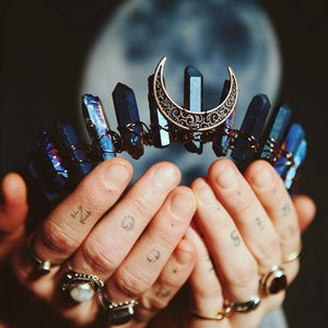 Labradorite Witchy Moon Crystal Crown