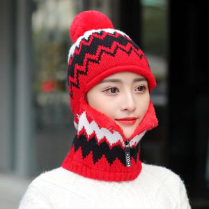 Knit Zipper Closure Winter Hat