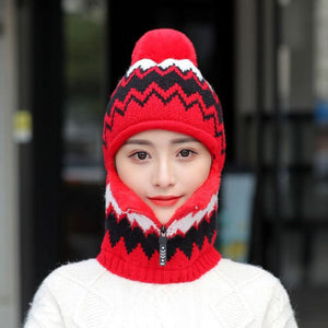 Knit Zipper Closure Winter Hat