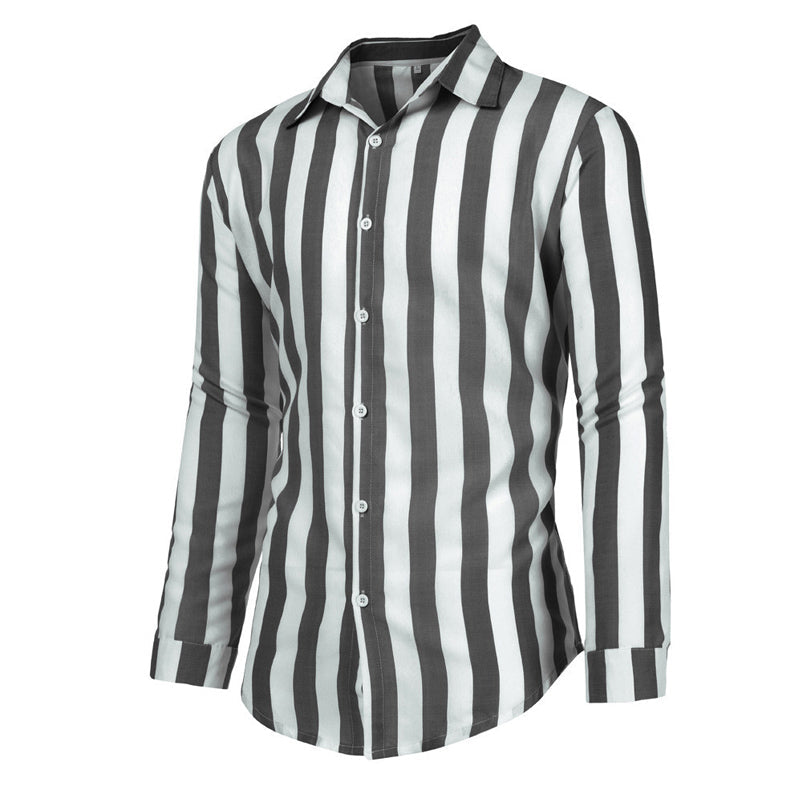 Men's Striped Button Long Sleeve Shirt