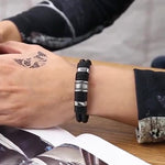Stainless Steel Leather Cord Bracelet