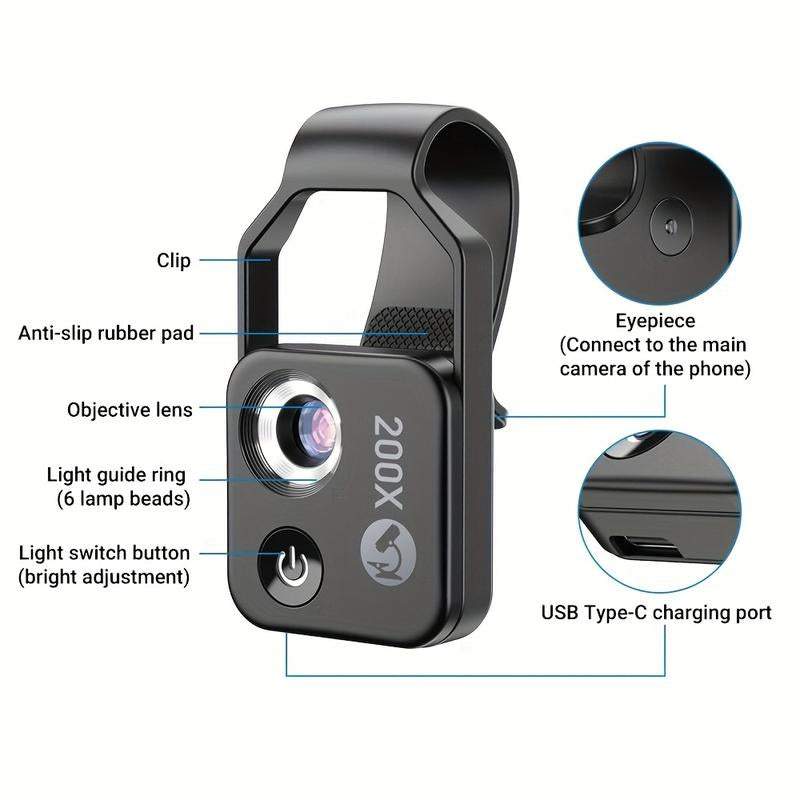 200x Cell Phone Camera Microscope Lens
