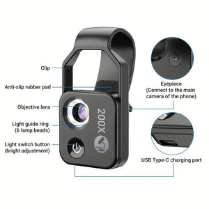 200x Cell Phone Camera Microscope Lens