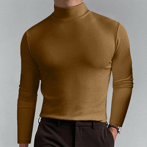 Men's high collar solid color bottoming shirt