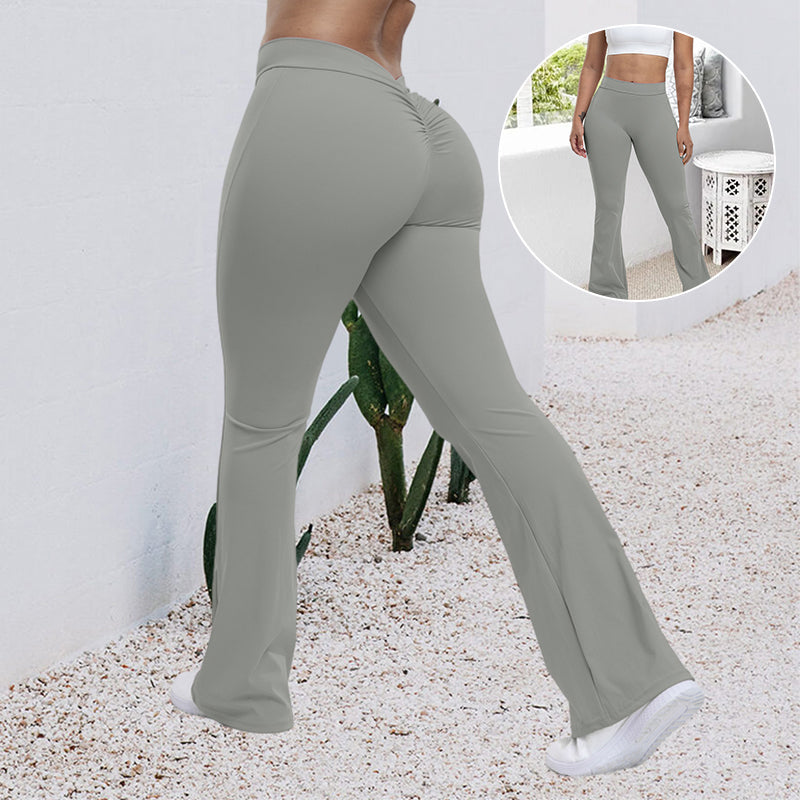 Women's High Waist Ruched Flared Sports Leggings