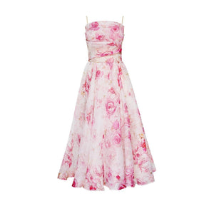 Elegant Print Suspender Dress