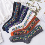 5 pairs Vintage Embroidered Floral Socks