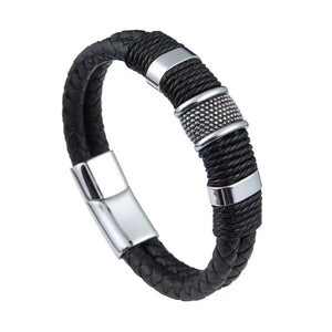 Stainless Steel Leather Cord Bracelet