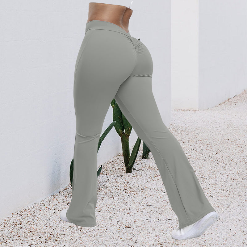 Women's High Waist Ruched Flared Sports Leggings