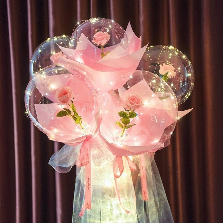 ❤️Valentine's Day Gift❤️ -  LED Luminous Rose Balloon Boba Bouquet