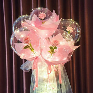 ❤️Valentine's Day Gift❤️ -  LED Luminous Rose Balloon Boba Bouquet
