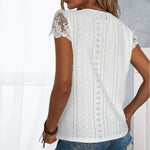 Casual V Neck Lace T-Shirt