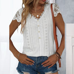 Casual V Neck Lace T-Shirt