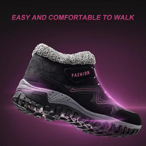 Women Comfy Warm Suede Hook Loop Ankle Boots