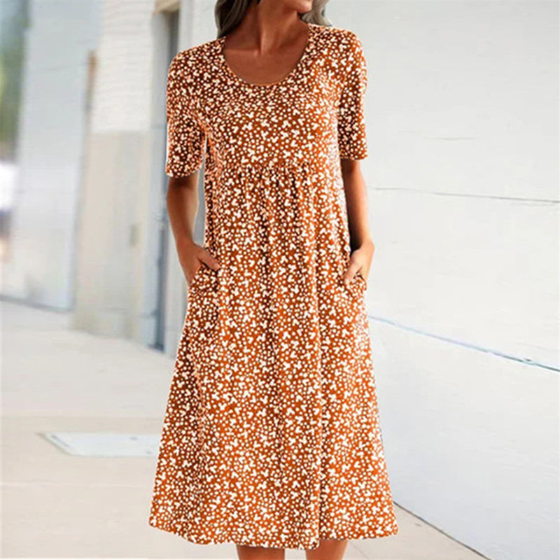 Floral crew neck beach dress