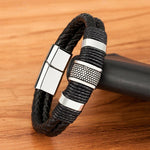 Stainless Steel Leather Cord Bracelet