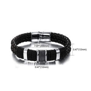 Stainless Steel Leather Cord Bracelet