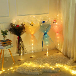 ❤️Valentine's Day Gift❤️ -  LED Luminous Rose Balloon Boba Bouquet