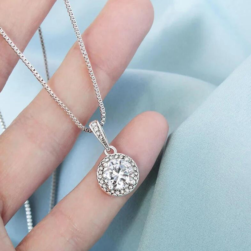To My Soulmate Sparkling Round Created Necklace  - 🔥🔥Christmas deals
