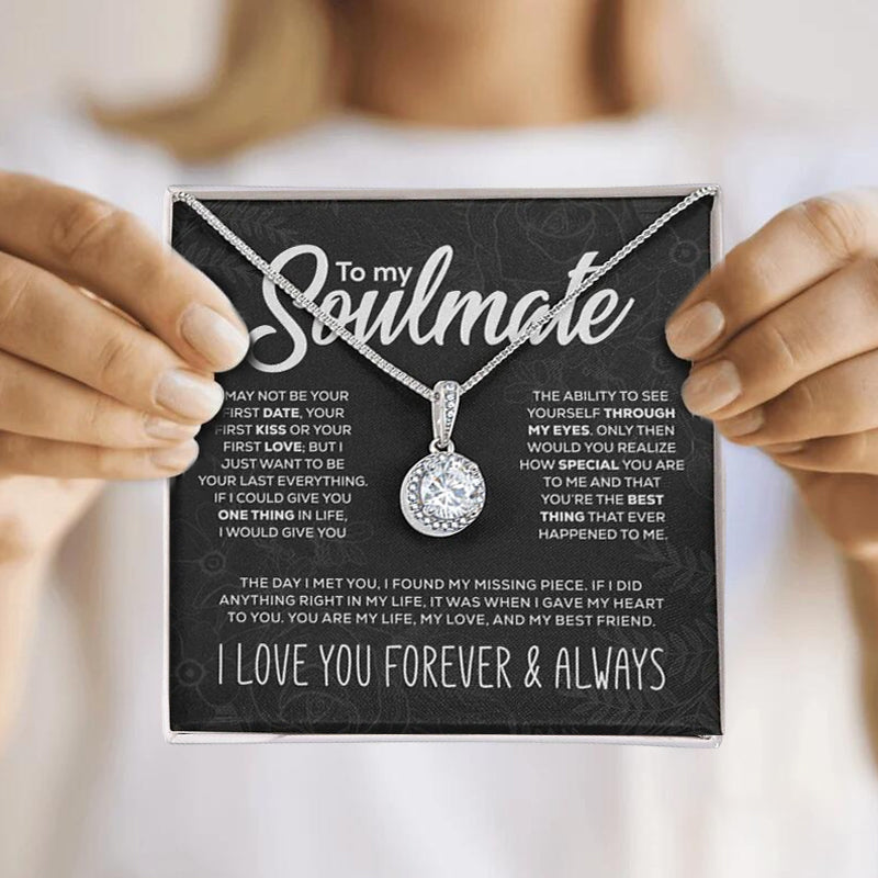 To My Soulmate Sparkling Round Created Necklace  - 🔥🔥Christmas deals