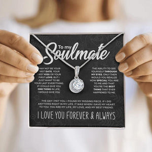 To My Soulmate Sparkling Round Created Necklace  - 🔥🔥Christmas deals