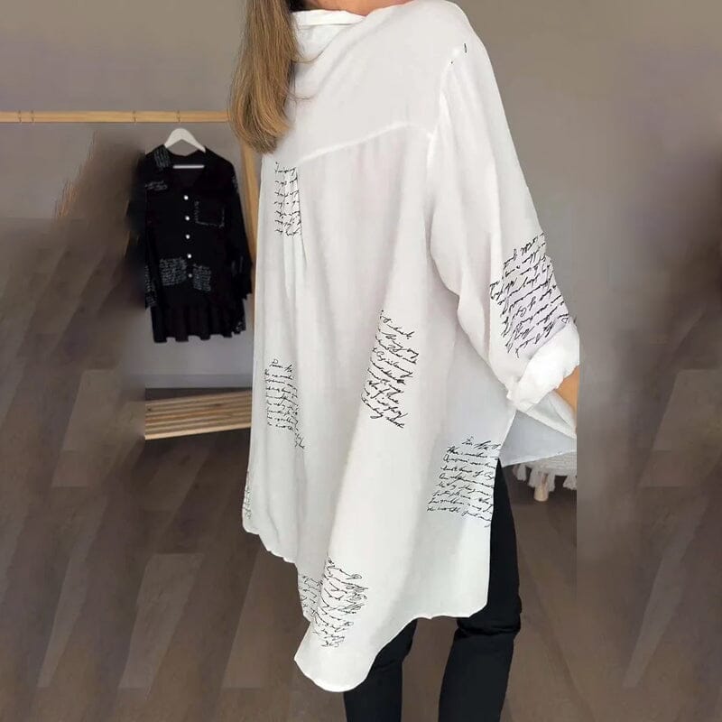 Letter Print Fashion Lapel Shirt