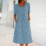 Floral crew neck beach dress