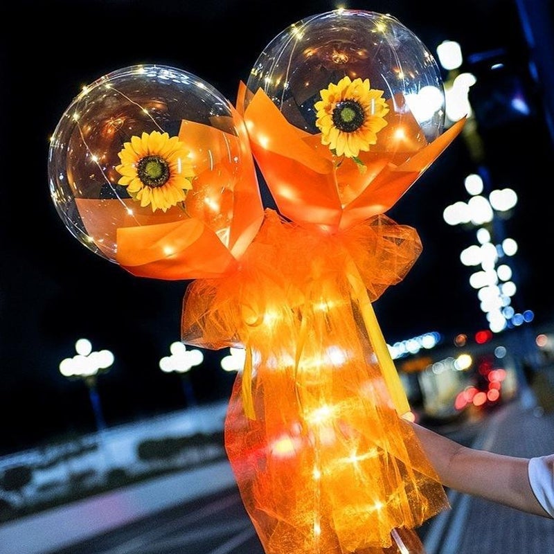 ❤️Valentine's Day Gift❤️ -  LED Luminous Rose Balloon Boba Bouquet