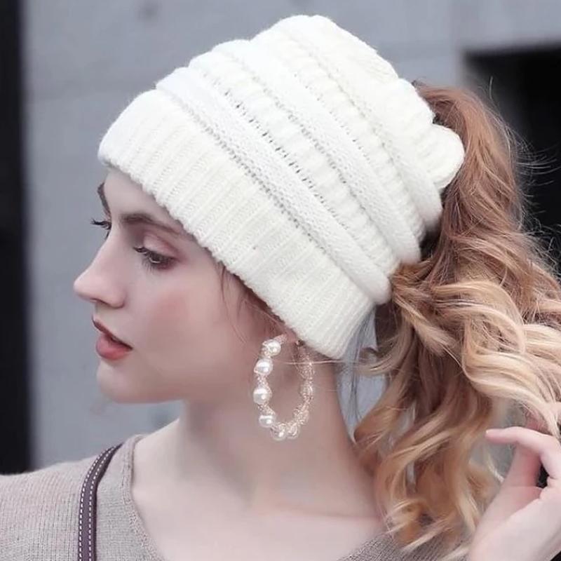 Soft Knit Ponytail Cap