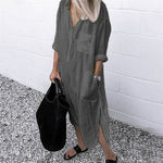Simple Elegant Long Dress With Buttons