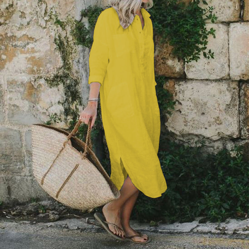 Simple Elegant Long Dress With Buttons