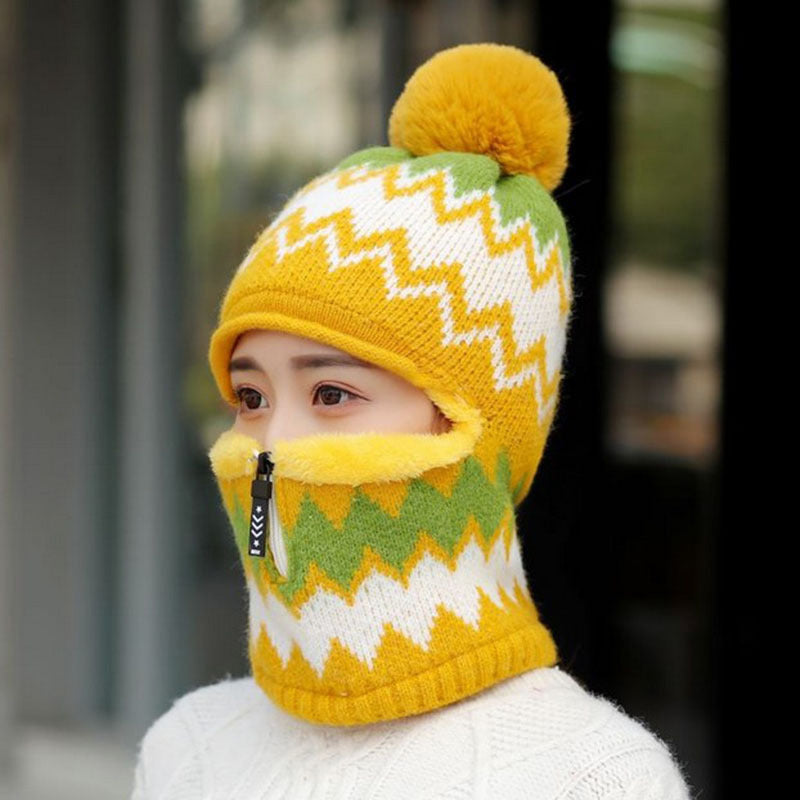 Knit Zipper Closure Winter Hat