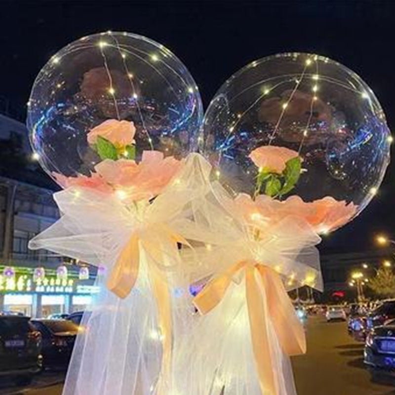 ❤️Valentine's Day Gift❤️ -  LED Luminous Rose Balloon Boba Bouquet