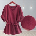 Woman's V-neck Linen Shirt