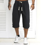 Summer Men's Solid Color Casual Linen Shorts